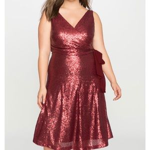 Glamorous red sequin wraparound party dress NWT